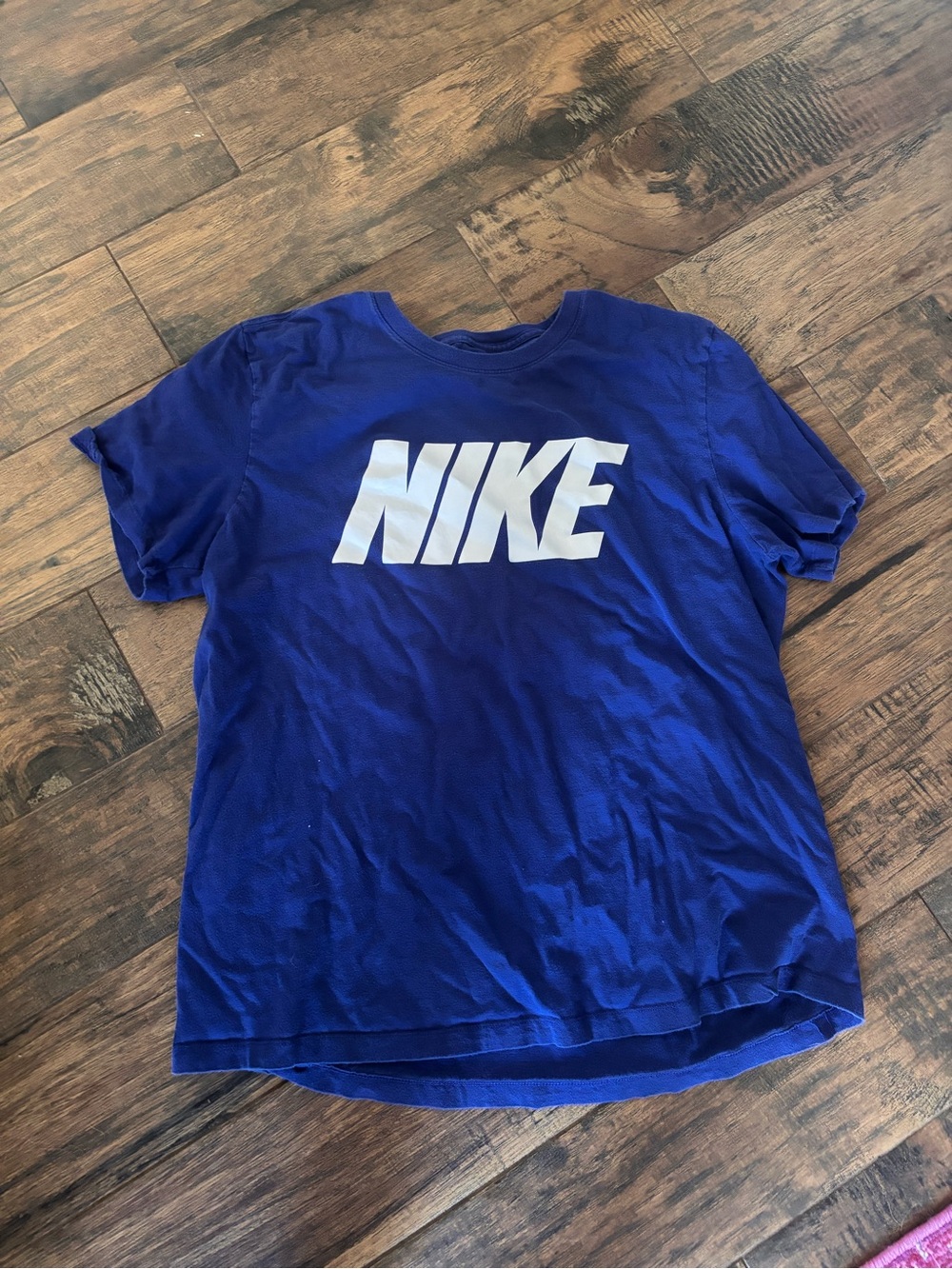 Nike Blue Tee with White Swoosh and Text